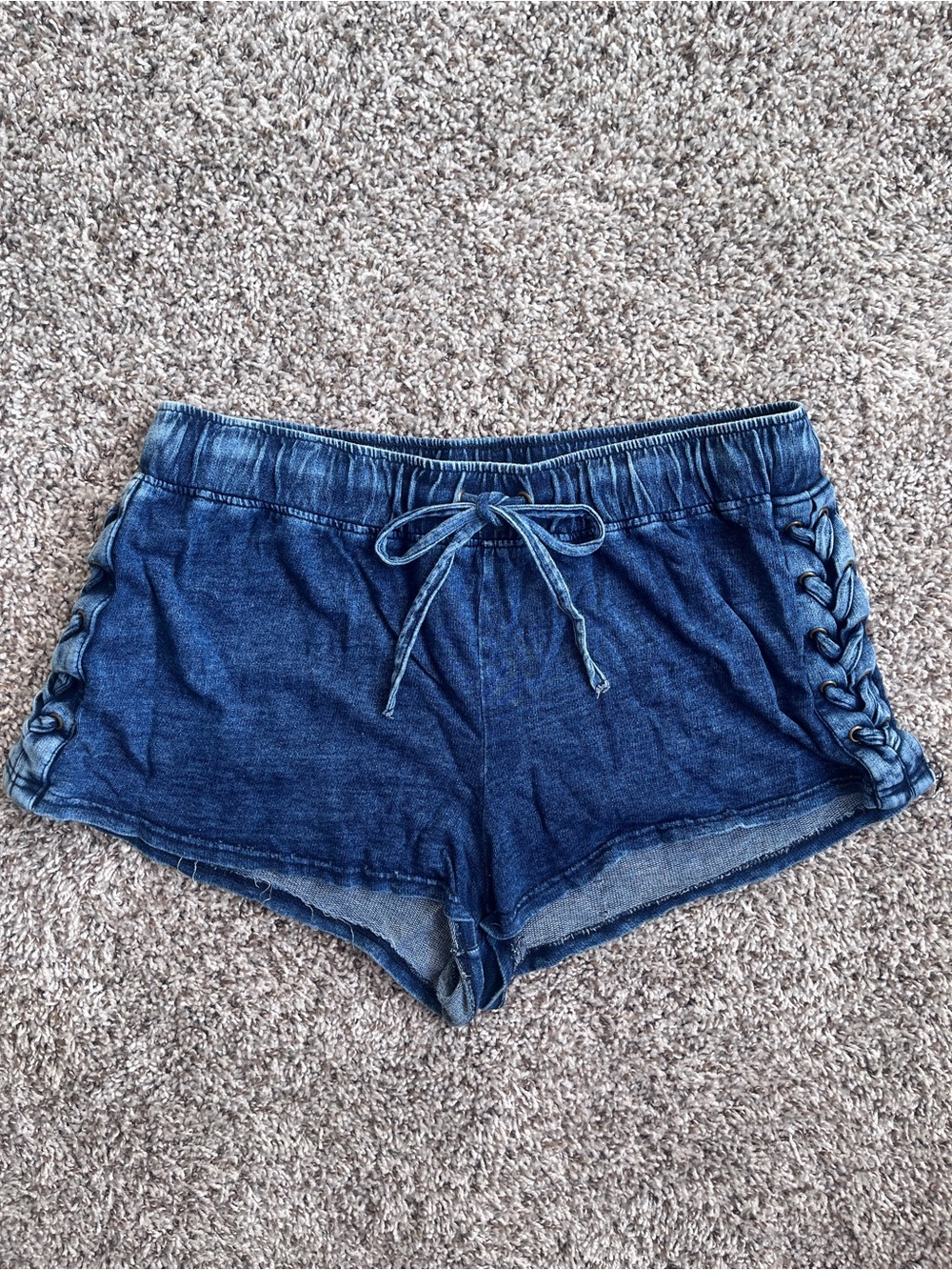 Vanilla Star Dark Indigo Lace-Up Side Booty Shorts